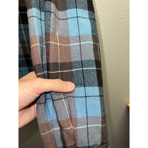 Vintage Pendleton Blazer 3 Button Up Wool Blue Black Long Sleeve Shirt 70s Large - Picture 11 of 13